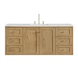 Laurent 60" Single Vanity, Light Natural Oak, w/ 3 CM Ethereal Noctis Quartz Top