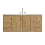 Laurent 60" Single Vanity, Light Natural Oak, w/ 3 CM Lime Delight Quartz Top