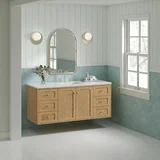 Laurent 60" Single Vanity, Light Natural Oak, w/ 3 CM Lime Delight Quartz Top