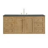Laurent 60" Single Vanity, Light Natural Oak, w/ 3 CM Parisien Bleu Quartz Top