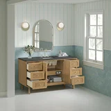 Laurent 60" Single Vanity, Light Natural Oak, w/ 3 CM Parisien Bleu Quartz Top