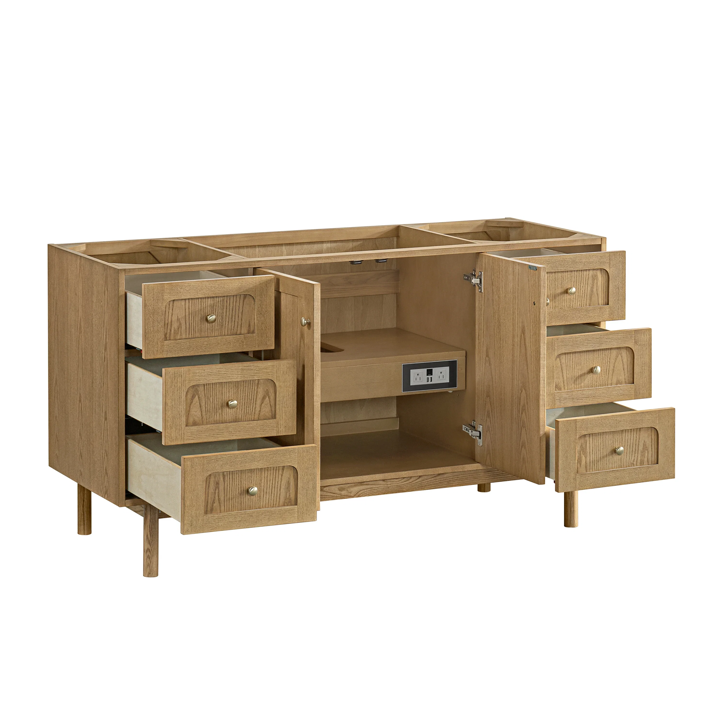 Laurent 60" Single Vanity, Light Natural Oak, w/ 3 CM Phantome Eclos Top