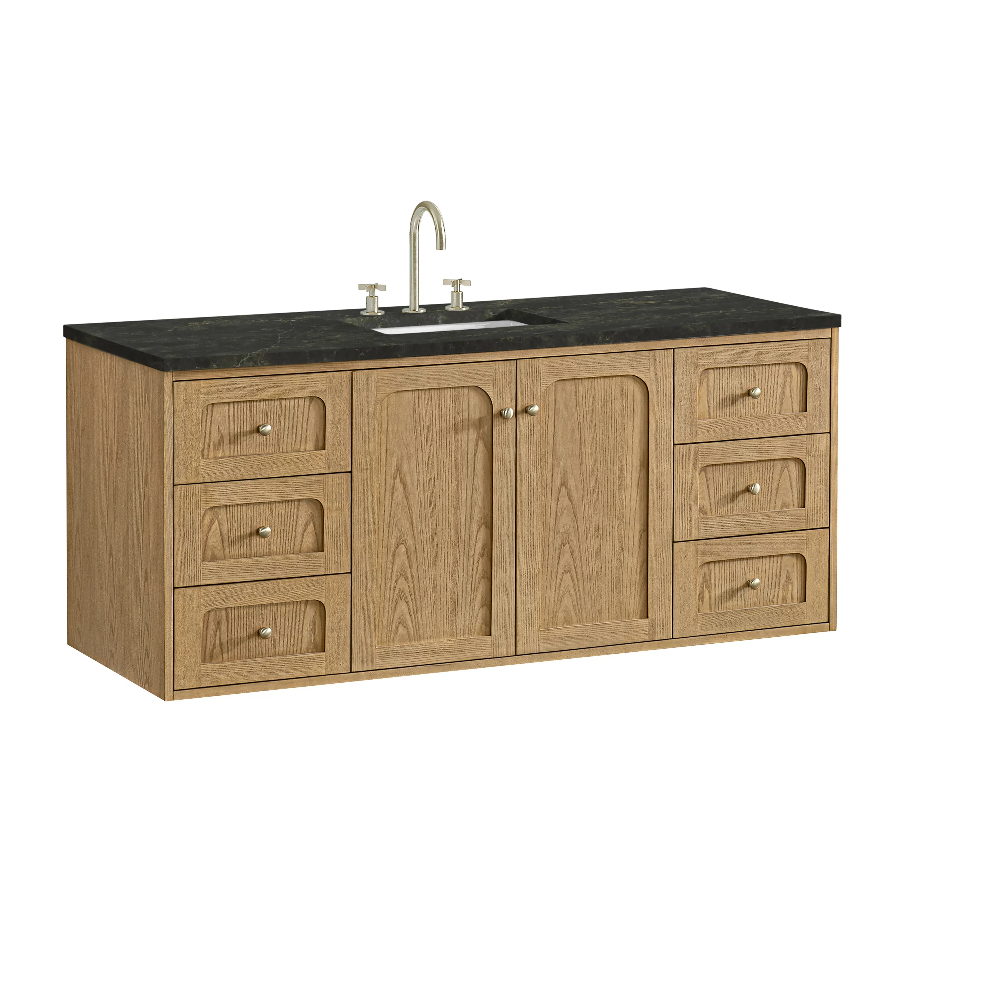 Laurent 60" Single Vanity, Light Natural Oak, w/ 3 CM Phantome Eclos Top