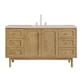 Laurent 60" Single Vanity, Light Natural Oak, w/ 3 CM Siberian Silestone Top