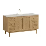 Laurent 60" Single Vanity, Light Natural Oak, w/ 3 CM Siberian Silestone Top