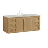 Laurent 60" Single Vanity, Light Natural Oak, w/ 3 CM Siberian Silestone Top