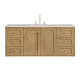 Laurent 60" Single Vanity, Light Natural Oak, w/ 3 CM Siberian Silestone Top
