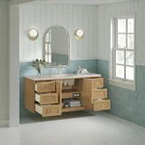Laurent 60" Single Vanity, Light Natural Oak, w/ 3 CM Siberian Silestone Top
