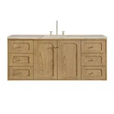 Laurent 60" Single Vanity, Light Natural Oak, w/ 3 CM Tajnar Eclos Top