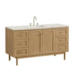 Laurent 60" Single Vanity, Light Natural Oak, w/ 3 CM Victorian Silver Quartz Top
