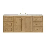 Laurent 60" Single Vanity, Light Natural Oak, w/ 3 CM Victorian Silver Quartz Top