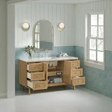 Laurent 60" Single Vanity, Light Natural Oak, w/ 3 CM Victorian Silver Quartz Top
