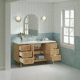 Laurent 60" Single Vanity, Light Natural Oak, w/ 3 CM White Zeus Quartz Top