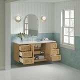 Laurent 60" Single Vanity, Light Natural Oak, w/ 3 CM Eternal Jasmine Pearl Silestone Top w/ FreePower Wireless Charger