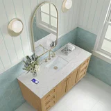 Laurent 60" Single Vanity, Light Natural Oak, w/ 3 CM Eternal Jasmine Pearl Silestone Top w/ FreePower Wireless Charger