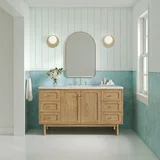 Laurent 60" Single Vanity, Light Natural Oak, w/ 3 CM Eternal Jasmine Pearl Silestone Top w/ FreePower Wireless Charger
