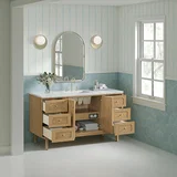 Laurent 60" Single Vanity, Light Natural Oak, w/ 3 CM Ethereal Noctis Silestone Top w/ FreePower Wireless Charger