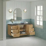 Laurent 60" Single Vanity, Light Natural Oak, w/ 3 CM Parisien Bleu Silestone Top w/ FreePower Wireless Charger