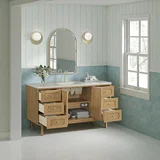 Laurent 60" Single Vanity, Light Natural Oak, w/ 3 CM Siberian Silestone Top w/FreePower Wireless Charger