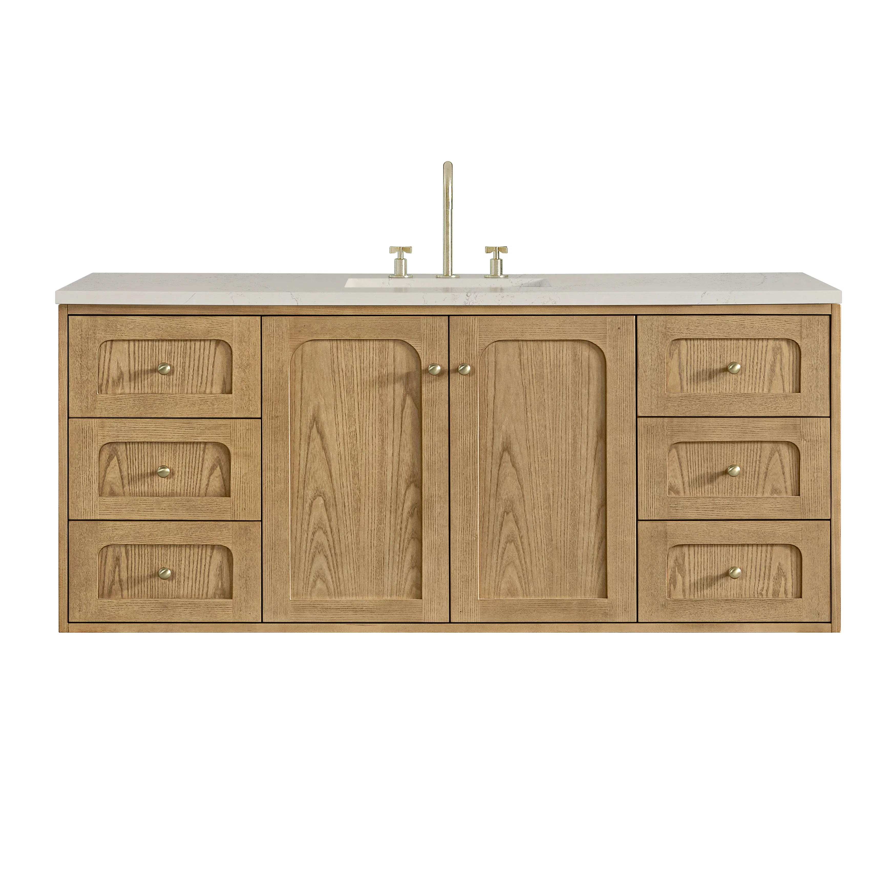 Laurent 60" Single Vanity, Light Natural Oak, w/ 3 CM Siberian Silestone Top w/FreePower Wireless Charger