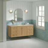 Laurent 60" Single Vanity, Light Natural Oak, w/ 3 CM Tajnar Eclos Top w/FreePower Wireless Charger