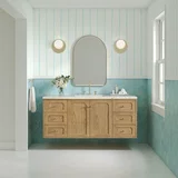 Laurent 60" Single Vanity, Light Natural Oak, w/ 3 CM Victorian Silver Silestone Top w/ FreePower Wireless Charger