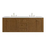 Laurent 72" Double Vanity, Honey Oak w/ 3 CM Ethereal Noctis Silestone Top