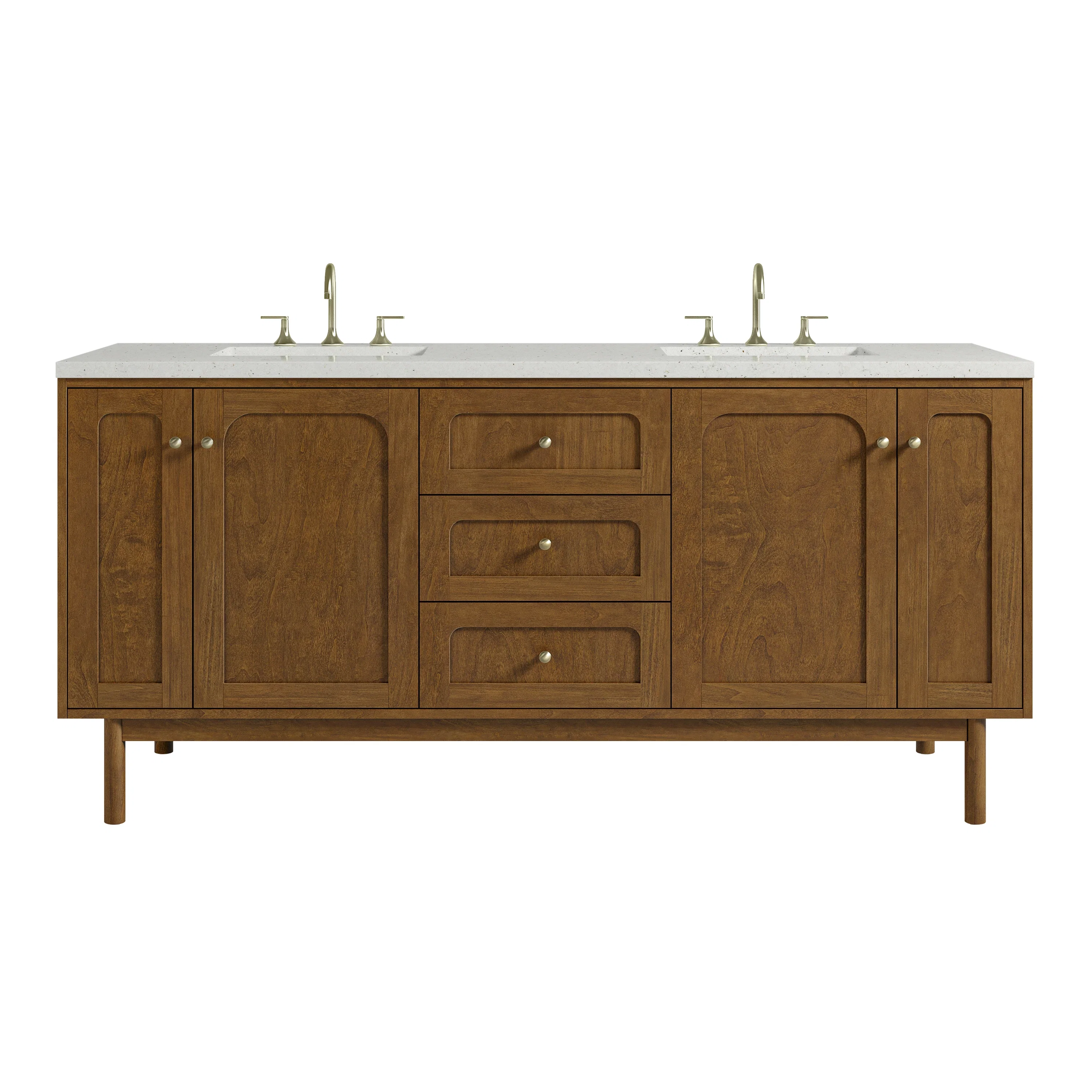 Laurent 72" Double Vanity, Honey Oak w/ 3 CM Lime Delight Silestone Top
