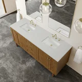 Laurent 72" Double Vanity, Honey Oak w/ 3 CM Lime Delight Silestone Top