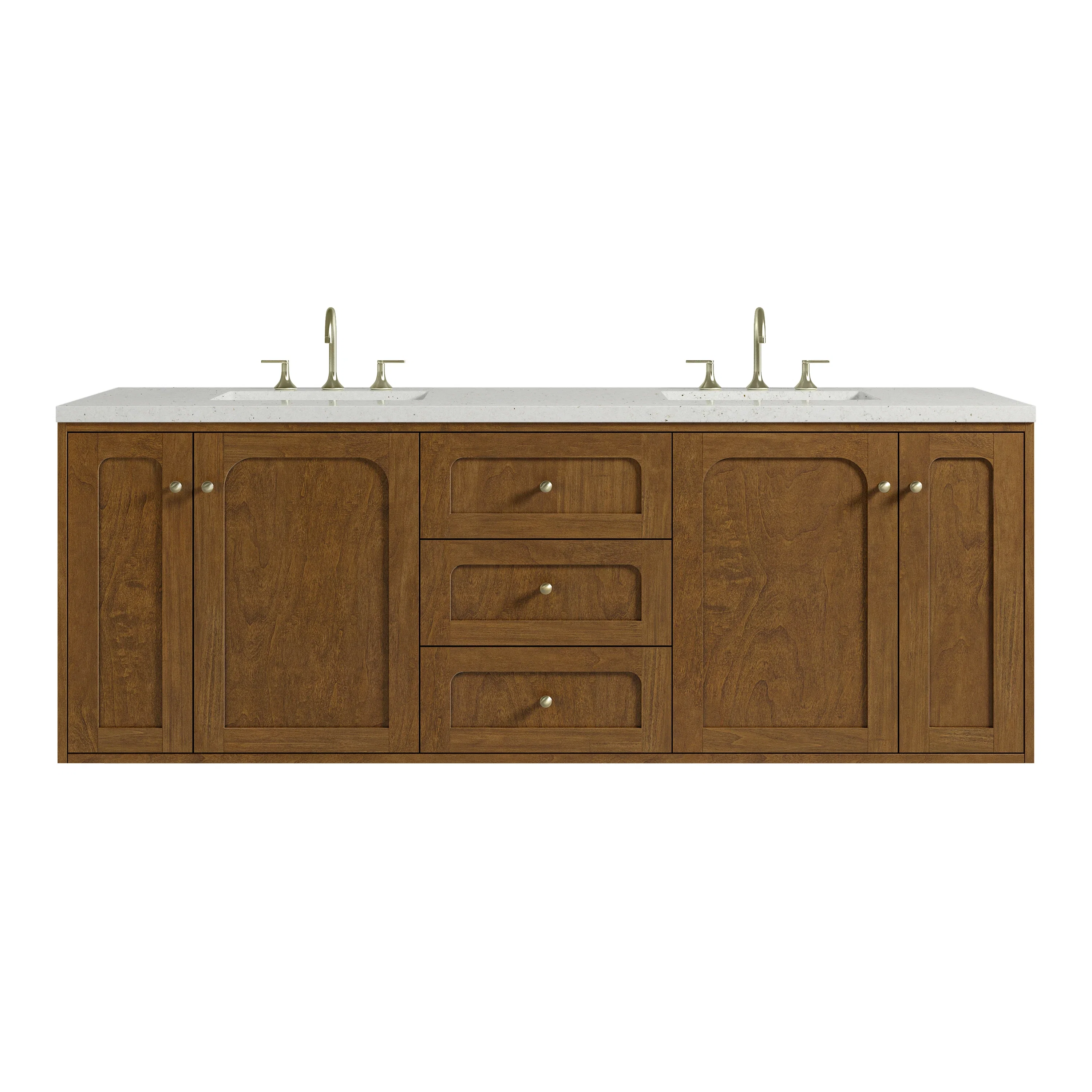 Laurent 72" Double Vanity, Honey Oak w/ 3 CM Lime Delight Silestone Top