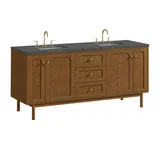 Laurent 72" Double Vanity, Honey Oak w/ 3 CM Parisien Bleu Silestone Top