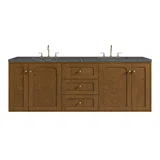 Laurent 72" Double Vanity, Honey Oak w/ 3 CM Parisien Bleu Silestone Top