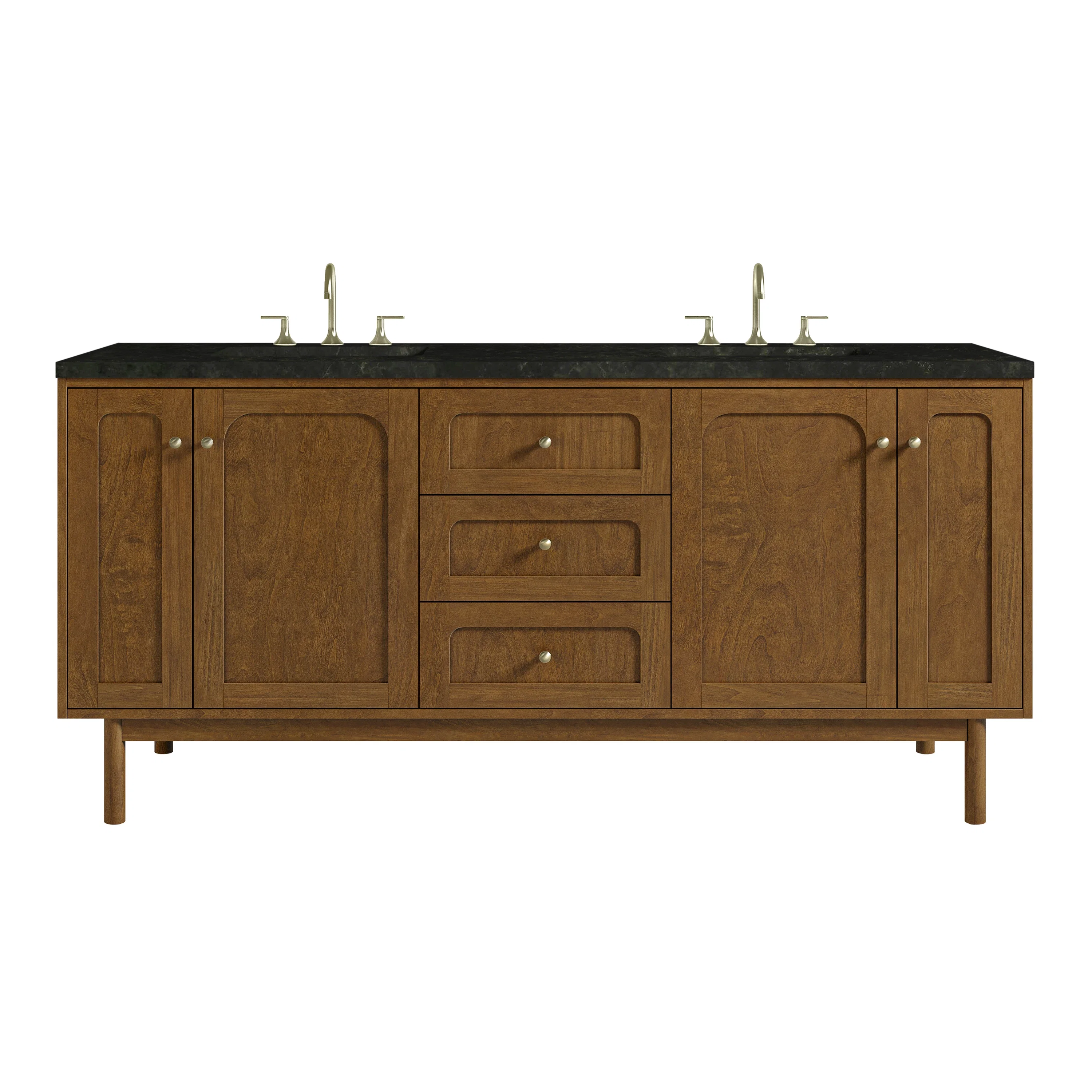 Laurent 72" Double Vanity, Honey Oak w/ 3 CM Phantome Eclos Top