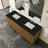Laurent 72" Double Vanity, Honey Oak w/ 3 CM Phantome Eclos Top