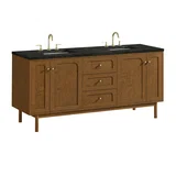Laurent 72" Double Vanity, Honey Oak w/ 3 CM Phantome Eclos Top