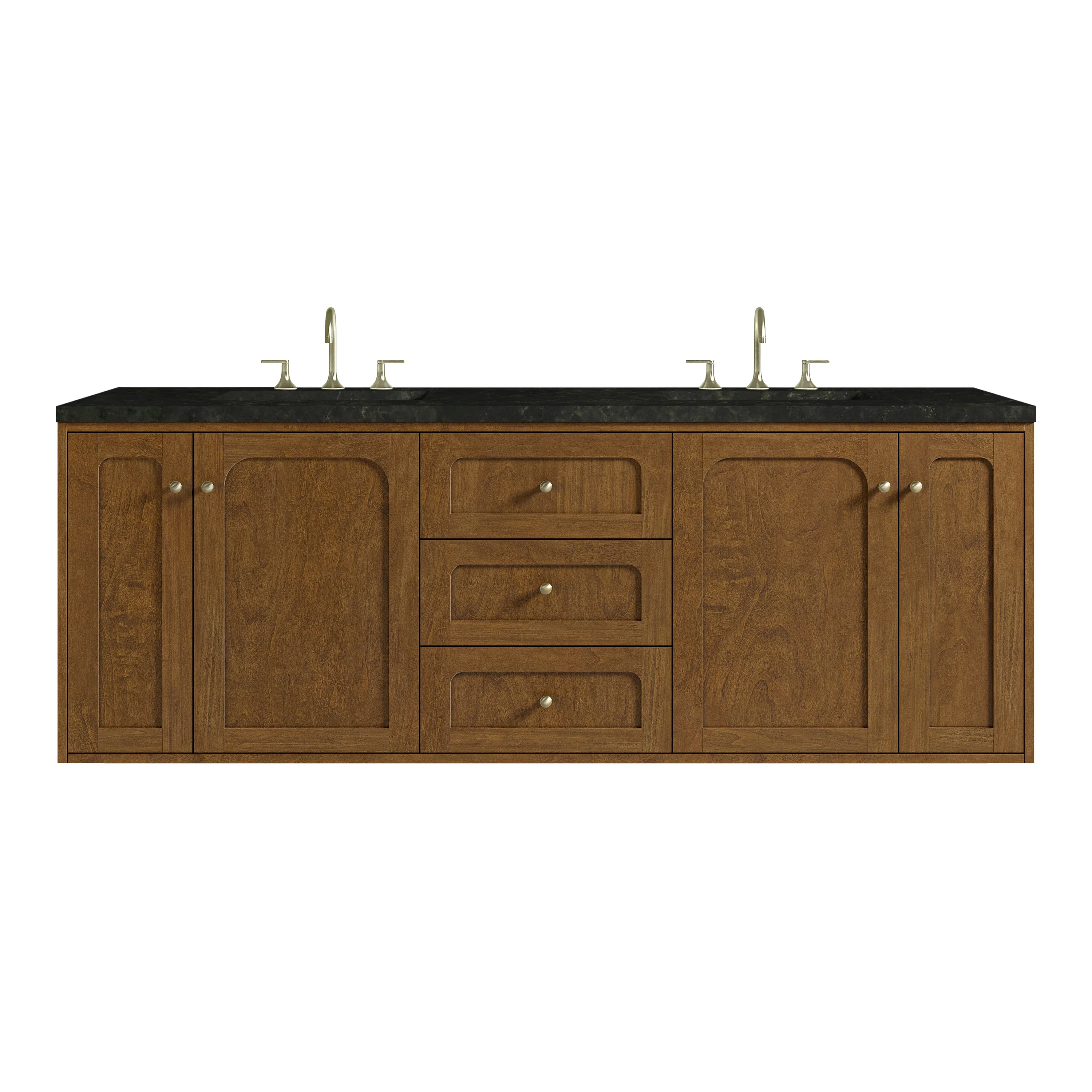Laurent 72" Double Vanity, Honey Oak w/ 3 CM Phantome Eclos Top