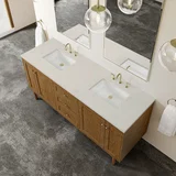 Laurent 72" Double Vanity, Honey Oak w/ 3 CM Siberian Silestone Top