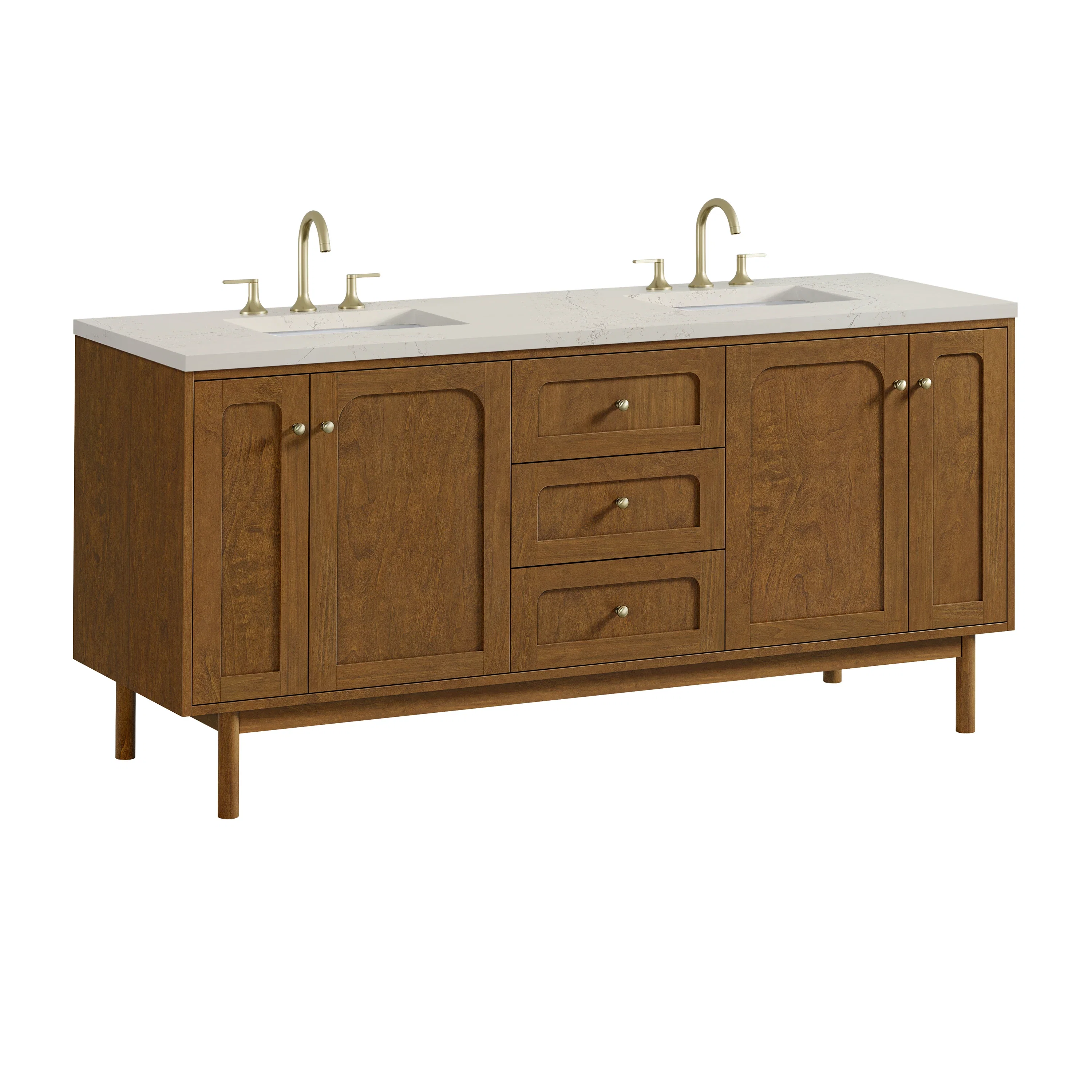 Laurent 72" Double Vanity, Honey Oak w/ 3 CM Siberian Silestone Top
