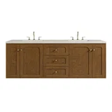Laurent 72" Double Vanity, Honey Oak w/ 3 CM Siberian Silestone Top