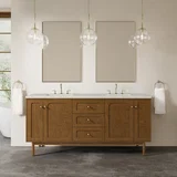 Laurent 72" Double Vanity, Honey Oak w/ 3 CM Siberian Silestone Top