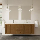 Laurent 72" Double Vanity, Honey Oak w/ 3 CM Siberian Silestone Top