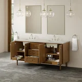 Laurent 72" Double Vanity, Honey Oak w/ 3 CM Siberian Silestone Top