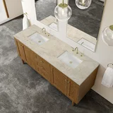 Laurent 72" Double Vanity, Honey Oak w/ 3 CM Tajnar Eclos Top