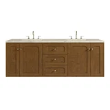 Laurent 72" Double Vanity, Honey Oak w/ 3 CM Tajnar Eclos Top