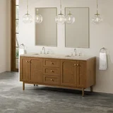 Laurent 72" Double Vanity, Honey Oak w/ 3 CM Tajnar Eclos Top