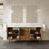 Laurent 72" Double Vanity, Honey Oak w/ 3 CM White Zeus Silestone Top
