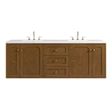 Laurent 72" Double Vanity, Honey Oak w/ 3 CM White Zeus Silestone Top