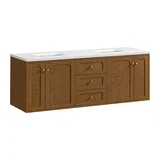 Laurent 72" Double Vanity, Honey Oak w/ 3 CM White Zeus Silestone Top