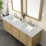 Laurent 72" Double Vanity, Light Natural Oak w/ 3 CM Eternal Jasmine Pearl Top