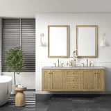 Laurent 72" Double Vanity, Light Natural Oak w/ 3 CM Eternal Jasmine Pearl Top